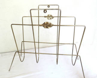 Lot 30: Vintage MCM Gold Metal Magazine Stand