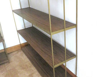 Lot 74: Vtg MCM Metal 4 Shelf Bookcase with Gold Trim 2 of 2