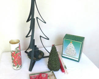 Lot 64: Variety of Christmas Candles and Wrought Iron Candle Tree