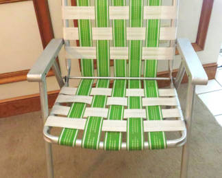 Lot 143: Vintage Lime Green Webbed Camp Chair