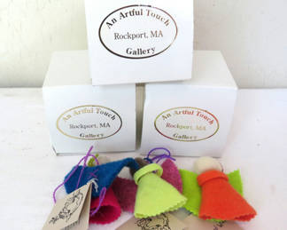 Lot 43: Heidi Lugers Reclaimed Wool Trio of Angel Ornaments with Boxes
