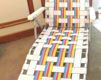 Lot 29: Vintage Webbed Multi-Color Camp Lounge Chair