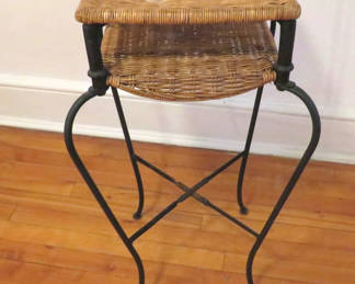 Lot 177: Rattan and Wrought Iron Side Table (2/2)