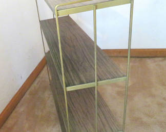 Lot 36: Vtg MCM Metal 4 Shelf Bookcase with gold frame 1 of 2
