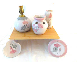 Lot 198: Robert Fishman Pottery Collection Pink Flower Design