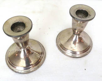 Lot 8: Pair of Sterling Silver Weighted Candlesticks