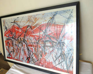 Lot 46: LTD Ed Guy Grey-Smith Abstract "Pink Hill" lithographic poster 