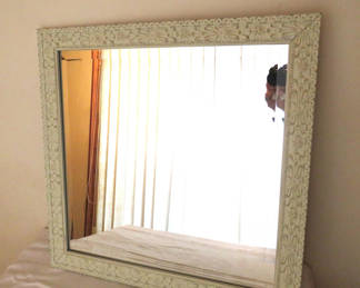 Lot 150: White Painted Shabby Chic Square Mirror