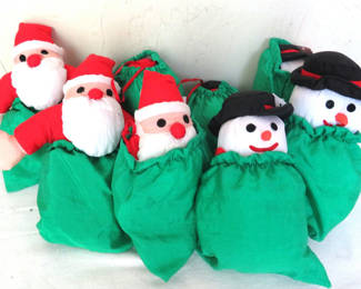 Lot 65: Fun Collection of Mini Nylon Santas and Snowmen in Bags