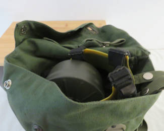 Lot 194: Military Surplus Gas Mask Respirator with Filter Canister in Canvas Bag