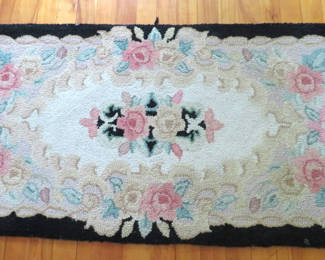 Lot 110: Hand-Knotted Wool Pile Small Throw Rug