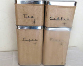 Lot 24: Vintage 4 piece Canister Set Lincoln Kreamerware Beautyware 