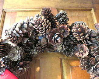 Lot 49: Large 23" Pine Cone Wreath with Red Bow