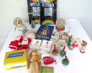 Lot 71: Huge Lot Christmas Decor Icicles Snow Globes Candles