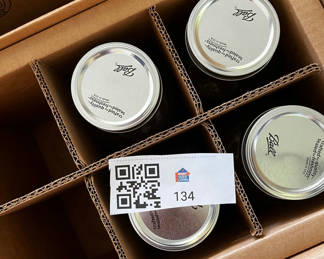 Lot 134: Six Ball Wide-Mouth Half-Gallon Jars & a full box of jars