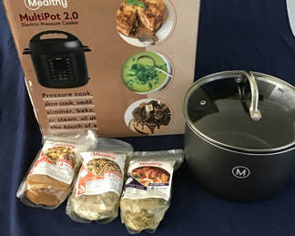 Lot 36: Mealthy MultiPot 2.0 Electric Pressure Cooker with accessories and meal mixes