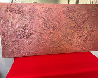 Lot 6: Hand painted Red textured rectangular panel