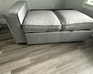 Lot 159: Gray fabric sofa with chaise