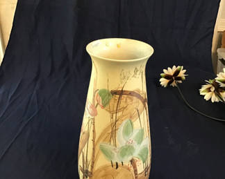 Lot 1: Decorative ceramic vase with botanical painting 18 inches