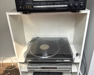 Lot 72: Vintage AV rack with turntable and multiple players