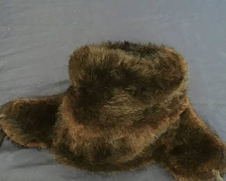 Lot 29: Beaver Fur Hat with Ear Flaps and a faux fur moose hat