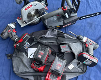 Lot 176: Craftsman Cordless Tool Set with Batteries and Charger