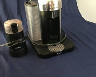 Lot 34: Breville espresso machine and Mr. Coffee grinder