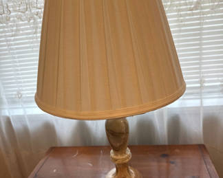 Lot 59: Table lamp with marble base and beige pleated shade