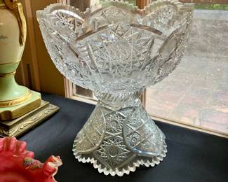 Pair of American brilliant crystal punch bowls