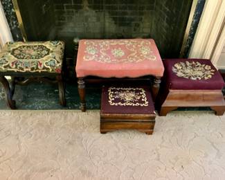 Needlepoint ottomans and footstools