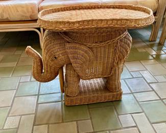 Vintage wicker elephant table