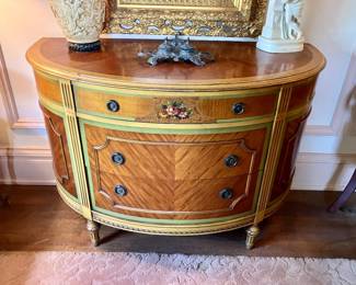 Painted French demilune chest
