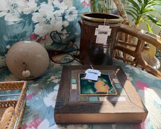 reenfield Village Stoneware Crock, Sporck Framed Michigan Tile