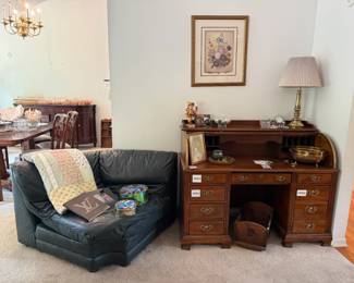 Green Leather Sofa, Quilts