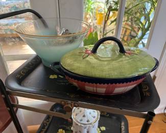 Rolling Cart, Casserole Dish, Decorative Bowl