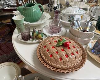 Pie Dish, Green Pitcher