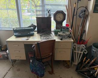 Desk, Wooden Chair, Typewriter