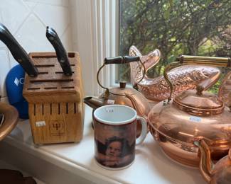 Cutlery Block, Copper Tea Kettles