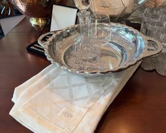 Decanter, Silver Handled Tray