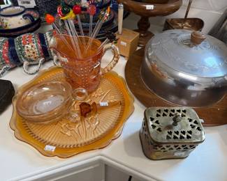 Vtg Glass Pitcher, Vtg Glass Serving Plate