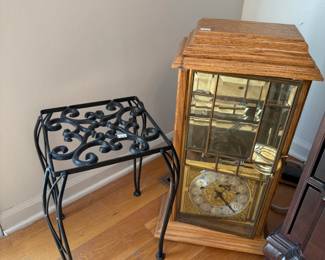 Plant Stand, Vtg Wooden Clock