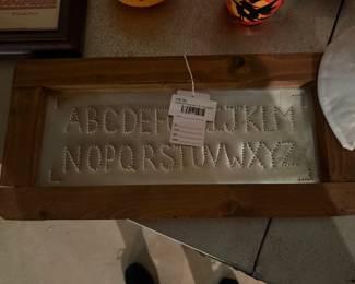 Framed Punched Tin Alphabet