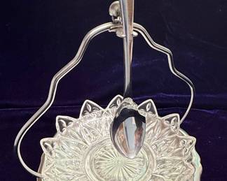Federal Glass Sunflower Relish Dish w/ Spoon