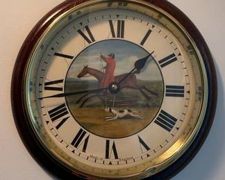 Ornate Metal Wall Clock Set with Hunting Scene Clock