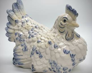 Fitz and Floyd Sicily Blue Hen Figurine Style