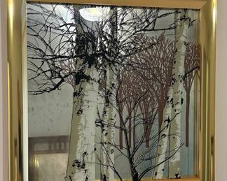 Mid-Century Modern Style Birch Forest Mirror