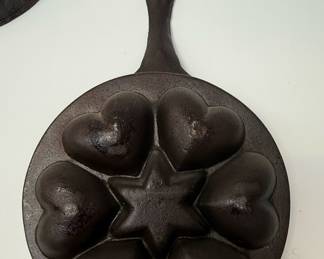 Vintage Cast Iron Hearts and Star Cornbread Pan