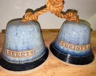 Studio Pottery Merry Christmas Bells Style