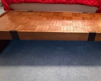 Mid-Century Modern Parquet Oak and Walnut Coffee Table