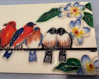 Birds on a Wire Decorative Ceramic Tile